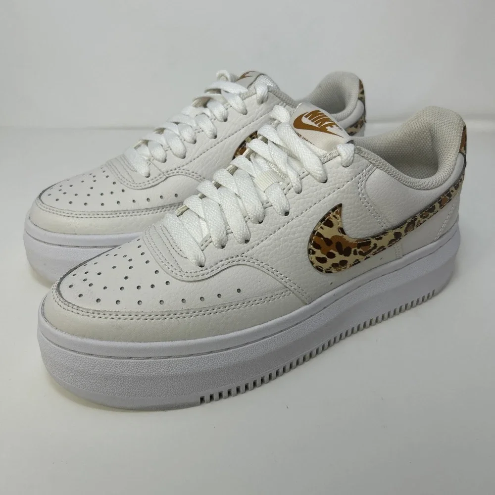 Nike Court Vision Alta LTR‎ Women's Size 8 White Leopard Camo Swoosh DM0113-004